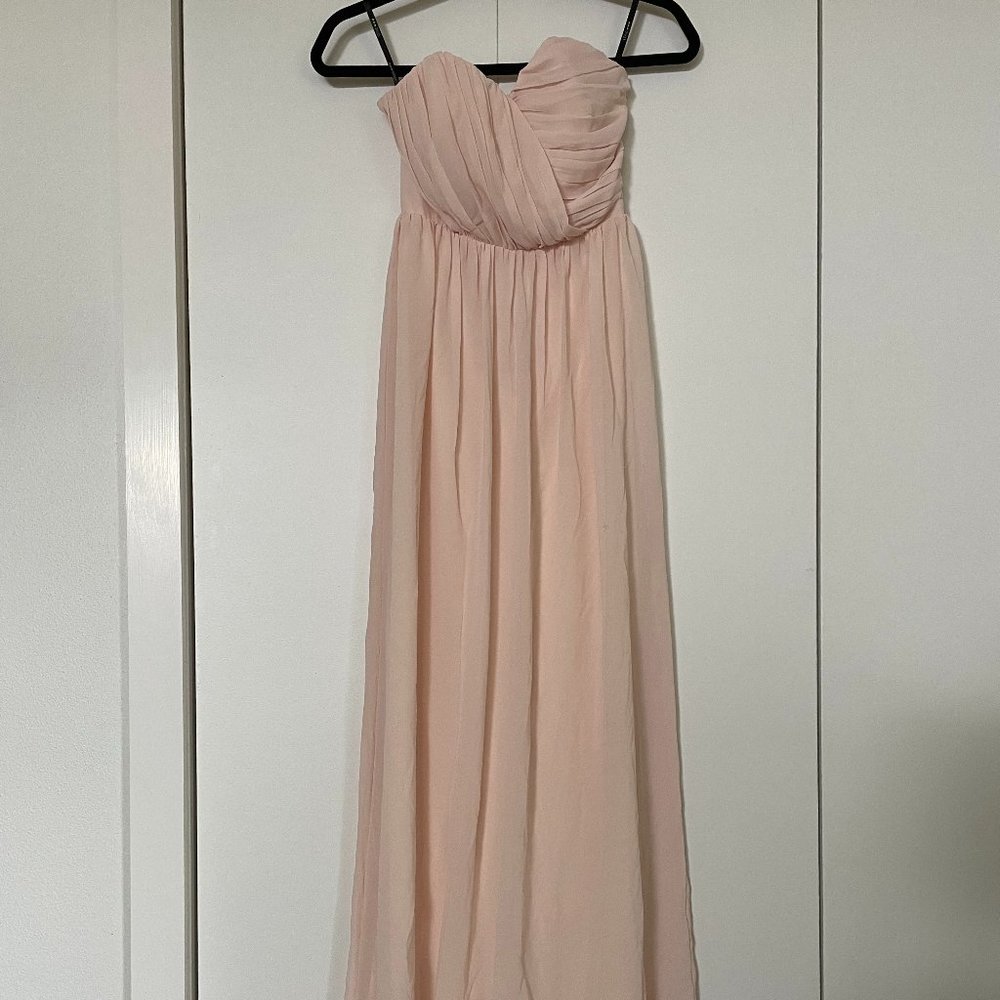 ASOS TFNC WEDDING Blush Bandeau Chiffon Maxi Dress